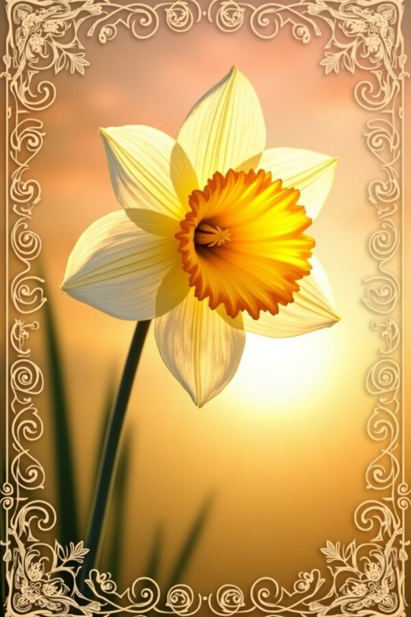 Golden Sunset Daffodil Keepsake Card