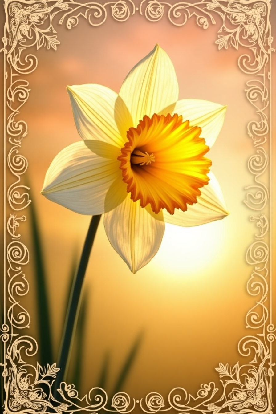 Golden Sunset Daffodil Keepsake Card